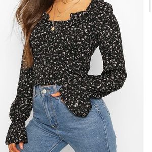 Floral Ruffled Boohoo Top|NWT